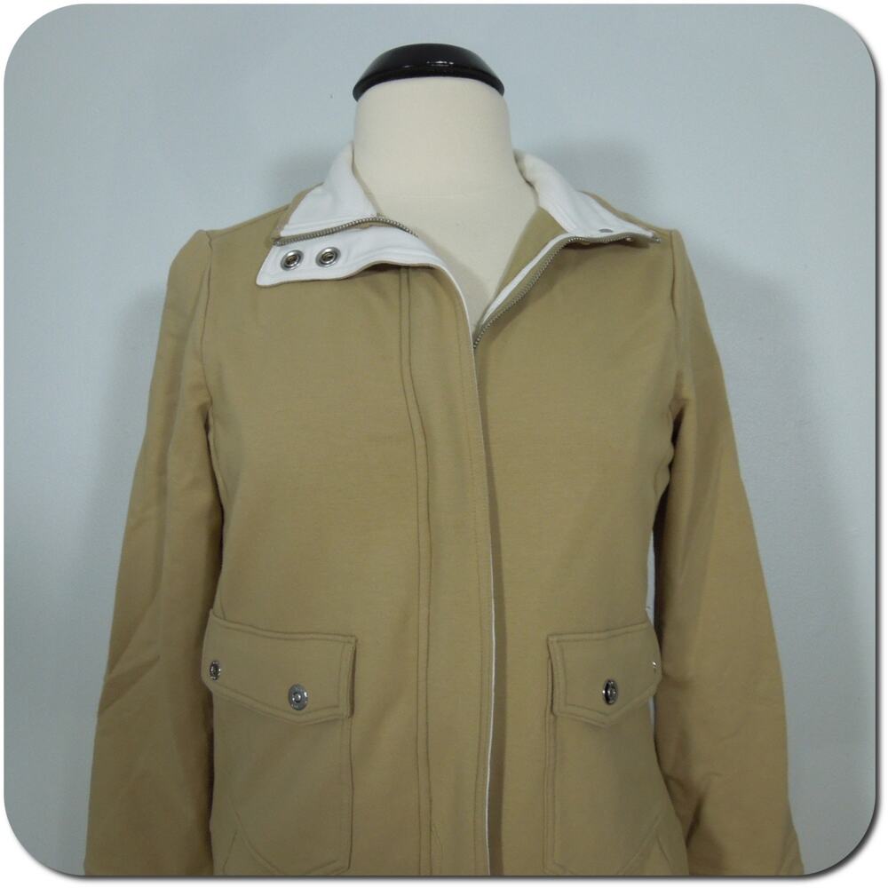 RALPH LAUREN LAUREN ACTIVE Womens M MEDIUM Beige Zip Jacket